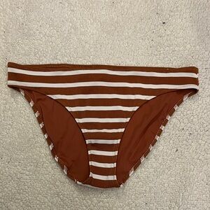 Aerie Brown and White Striped Bikini Bottom